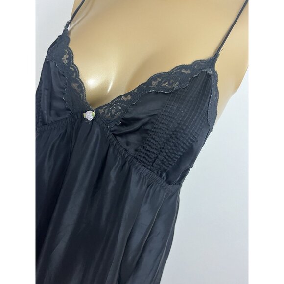 Vintage Nightwinds Women's XS Black Long Nightgown Full Length Nylon Rayon Blend - Picture 4 of 11